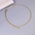 Collier maille gourmette plate en acier inoxydable doré 18 carats avec fermoir - Style Chaîne Serpent Plate (L183)