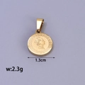 Goldener Edelstahl-Münzanhänger mit Königin-Porträt und Griechischem Muster, 1.3cm - Königin-Porträt-Anhänger (3) / 1.3cm / Gold
