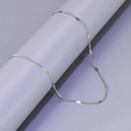 Zilverkleurige roestvrijstalen schakelketting met gepolijste rechthoekige lovertjes - Curb Schakelketting (L22-Alleen ketting, zonder hanger) / Zilveren Curb Platte Ketting