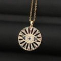 Bohemian vergulde evil eye hanger ketting met gekleurde zirkoon op zwarte achtergrond - Goud Boze Oog Stijl (CX10)