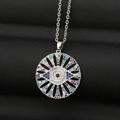 Evil eye hanger ketting met kleurrijke steentjes en zilverkleurige schakels - Zilver Boze Oog Stijl (CX10)