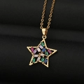 Chique ster hanger ketting met kleurrijke zirkoonstenen op gouden ketting voor dames - Goud Gekleurde Ster Stijl (CX25)