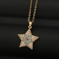 Pentagram ster hanger ketting met kleurrijke zirkonia en vergulde schakelketting - Goud Ster Stijl (CX33)