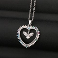 Zilveren hart adelaar hanger ketting met gekleurde zirkoon op zwarte lederen achtergrond - Zilver Hartvogel Stijl (CX17)