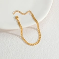 Bracelet marguerite doré minimaliste avec maille gourmette et fermoir mousqueton - Bracelet à Mailles Gourmette Doré (OLBB1089)