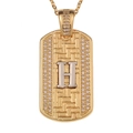 Detalle del colgante hip hop dorado con letra H plateada y cristales incrustados - Letra H Con Cadena