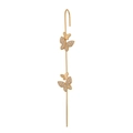 Detailed close-up of golden butterfly crawler earrings with sparkling zircon accents - Butterfly Style (E94-A)