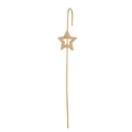 Close-up of golden star ear crawler featuring sparkling white cubic zirconia crystals - Star Style (E94-B)