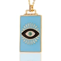 Goldene Evil Eye Halskette mit blauem Emaille und funkelnden Zirkonia-Akzenten - Himmelblau Sonnenstrahl Auge (D281-A)