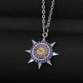 Zilveren ketting met sterhanger en kleurrijke strass-steentjes in zonne-ontwerp - Zilver Zonnester Stijl (CX39)