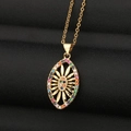 Gouden ovale hanger ketting met meerkleurige micro-ingelegde zirkonia - Goud Ovaal Hol Stijl (CX21)