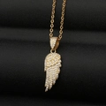 Prachtige gouden engelenvleugel hanger ketting met witte micro-pave zirkonia-stenen - Goud Engelenvleugels Stijl (CX19)