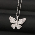 Prachtige zilveren vlinder hanger ketting met heldere zirkonia kristallen in micro-pave - Zilver Volledig Diamant Vlinder Stijl (CX16)