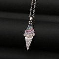 Regenboog edelsteen ijsje hanger ketting met zilveren ketting op zwarte achtergrond - Zilver Ijsje Stijl (CX15)