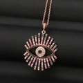 Roségouden Evil Eye hanger ketting met levendige veelkleurige zirkoonkristallen - Roségoud Gekleurde Radiale Ronde Stijl (CX14)