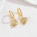 Hoop earrings with 18k gold plated fish pendants and sparkling pavé zircon stones - Tropical Fish