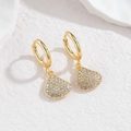 18k gold plated stainless steel hoop earrings with sparkling crystal pave turtle drop - Fan/Waterdrop Style (OLBE1177-shanxing)