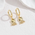 18k gold plated octopus earrings with tassel tentacles and shimmering cubic zirconia stones - Jellyfish