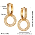 Detail showing dimensions and 3g weight of gold copper zircon double hoop earrings - Pave Round Double Ring Style (E133)