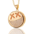 Roterende hart smiley hanger ketting goud met oranje en witte kristallen voor vrouwen - Smileygezicht Stijl (D)