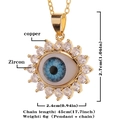 Gold plated evil eye pendant necklace with blue eye detail and zircon stone inlay - Bohemian Circle Frame Style (D293)