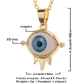 Evil eye pendant necklace in gold plated copper with blue zircon and spike details - Spiked Evil Eye Style (D294)