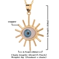 Fashionable evil eye necklace in gold-plated copper with 3.9cm sunburst pendant - Sunbeam Scattering Style (D295)