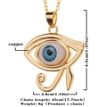 Gold plated copper Evil Eye pendant necklace with blue eye detail and 45cm chain - Eye of Horus Style (D298)