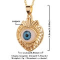 Gold plated copper heart evil eye pendant necklace with 45cm chain and 7g weight - Hollow Heart Style (D302)