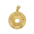 Detail of 18K gold plated zodiac pendant with embossed crab design and octagonal center - Cancer