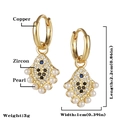 Orecchini vintage in rame dorato con ciondolo in zircone e dettagli in perla - Stile Malocchio Rombo e Perla Artificiale (E149)