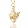 Macro-opname van gouden vlinderhanger met geel email en fonkelende zirkoon details - Gele Toon Vlinder (D453-3)