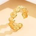 Bague ouverte élégante en coquillage doré avec esthétique marine polie pour femmes - Or (J03649)