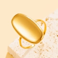 Anello d'oro minimalista con parte superiore ovale piatta e fascia aperta regolabile - Ovale Liscio / Aperto regolabile / Oro