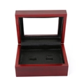 Red mahogany finish jewelry box with transparent window and double black leather slots - 12*16*7cm / Mahogany-2 Slot Plain