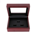 Reddish brown wooden jewelry box with a clear window and three slots for rings - 12*16*7cm / Mahogany-3 Slot Plain