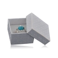 Detail of turquoise stone ring with silver leaf accents inside a blue textured gift box - Paper Box Style / 45*45*30mm