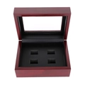 Premium wood grain ring display box with 4 slots and a clear glass window top - 12*16*7cm / Mahogany-4 Slot Plain