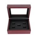 Elegant 5-slot wooden jewelry display box with high-gloss finish and clear glass window - 12*16*7cm / Mahogany-5 Slot Plain