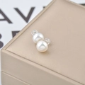 Boucles d'oreilles élégantes en argent S925 avec perles d'eau douce blanches naturelles - 7-8mm / Blanc
