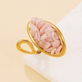 Bague vintage dorée ajustable avec incrustation de pierres naturelles roses - Opale rose