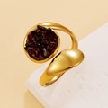 Verstellbarer 18K vergoldeter Ring mit roten Granatsteinen und Wassertropfen-Design - Granat