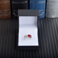 Elegant red square gemstone ring with flower accents in a premium black jewelry box - 58*58*46mm / Fashion Black