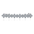 Barrette à cheveux argentée élégante avec fleurs en zircone et cristaux brillants - Argent (F00001)