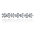 Pince à cheveux fleurie en argent avec pétales en zircon blanc et fini étincelant - Argent (F00005)