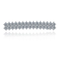 Barrette à cheveux élégante en argent avec double rangée de zircons et reflet miroir - Argent (F00007)