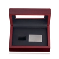 Red mahogany wood display box with transparent window and black textured leather lining - 150*100*65MM / Burgundy