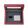 Caja de exhibición de madera de caoba roja con interior de cuero negro y ventana - 150*125*65mm / Burdeos