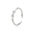 Bague noeud argentée avec strass micro-sertis et anneau ouvert réglable pour femme - Ouvert Réglable / Argent