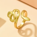 Verstellbarer Vintage-Punk-Schlangenring aus poliertem goldenem Edelstahl für Damen und Herren - Einfacher Geschwungener Schlangenstil (J02913) / Gold